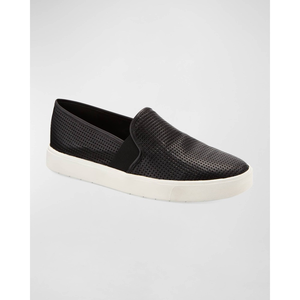 NWB Vince Blair 5 Perforated Leather Slip On Sneakers Black Womens Size 7